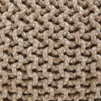 · REDEARTH · Round Pouf Ottoman - Hand Knitted Boho Poof - Beige Ivory