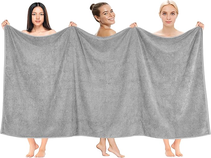 Cotton Paradise 100% Cotton 40x80 Oversized Bath Sheet, Extra Large Turkish Bath Towels for Bathroom, Light Gray Bathsheet