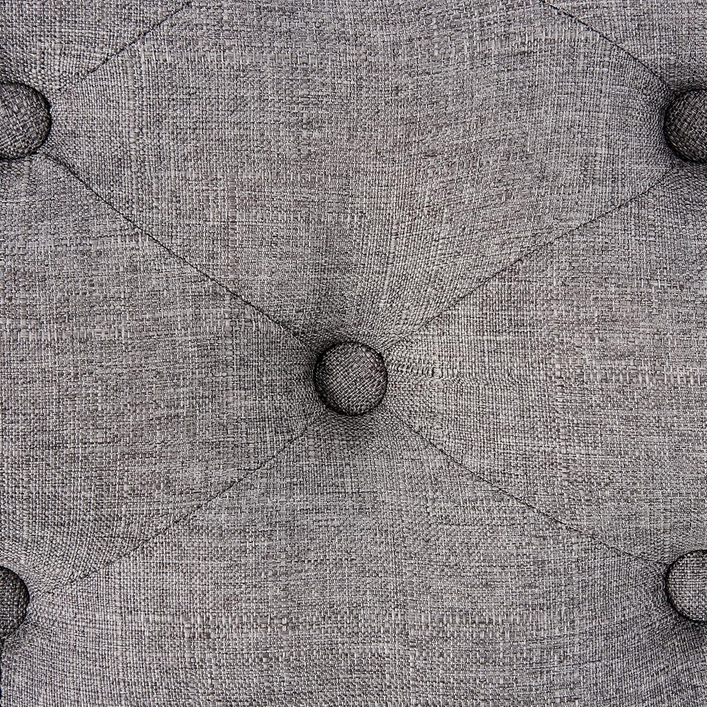 Roundhill Furniture Leviton Fabric Tufted Turned Leg Dining Bench, gray